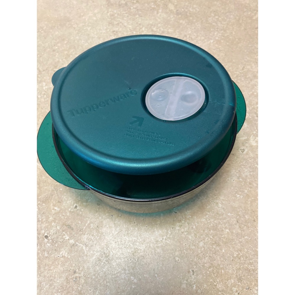 Tupperware Crystal Wave Teal Green Microwave Bowl with Vented Lid 600ml 2.5 Cup
